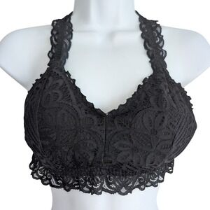 Maurices‎ Medium Black Lace Stretch Lightly Lined Racer Back Bra Bralette